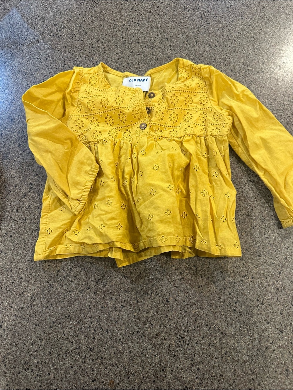 Old Navy Girls' Yellow Eyelet Peplum Top